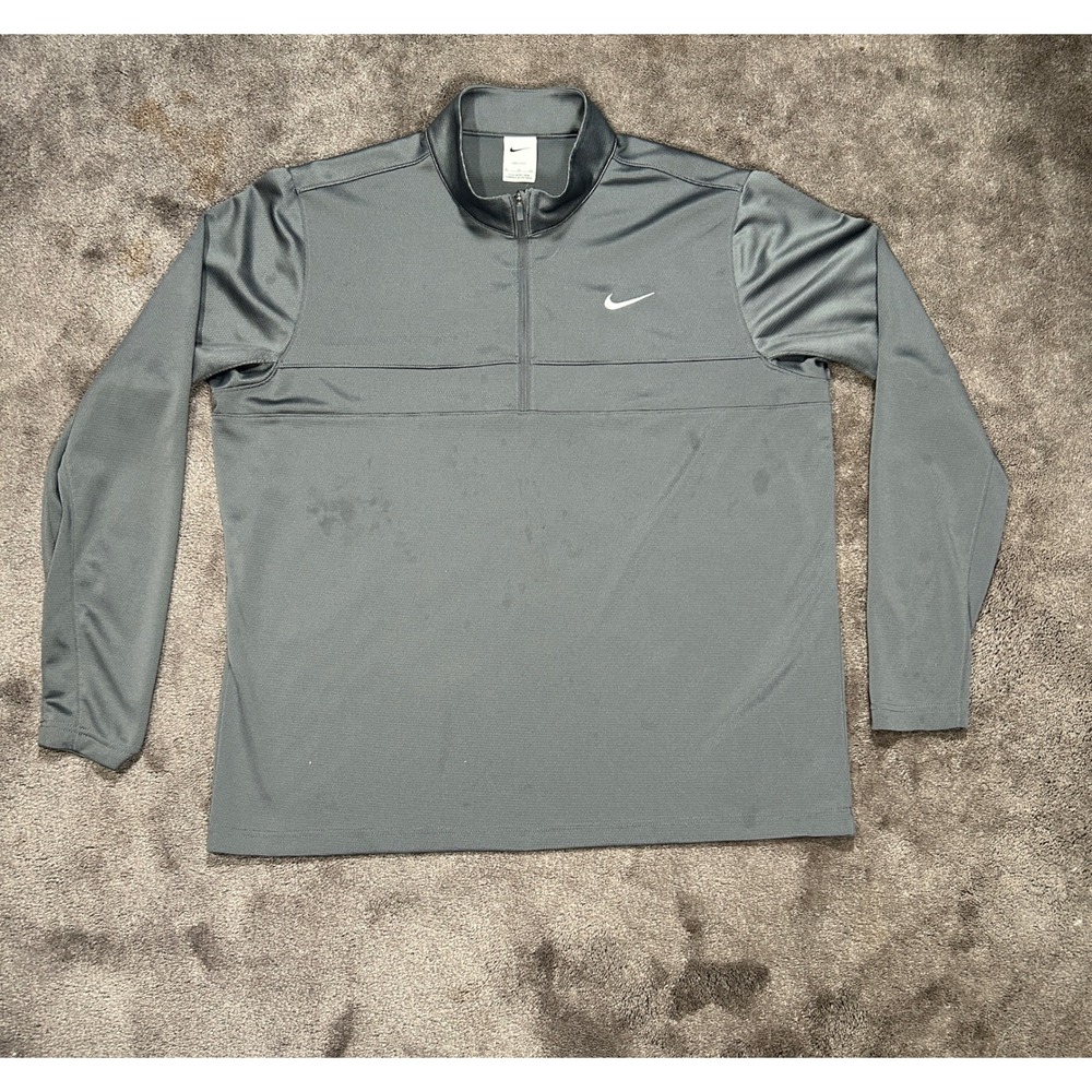 Nike Pullover Mens XL Gray Solid Dri-FIT Quarter Zip Athletic Top CK6076-021